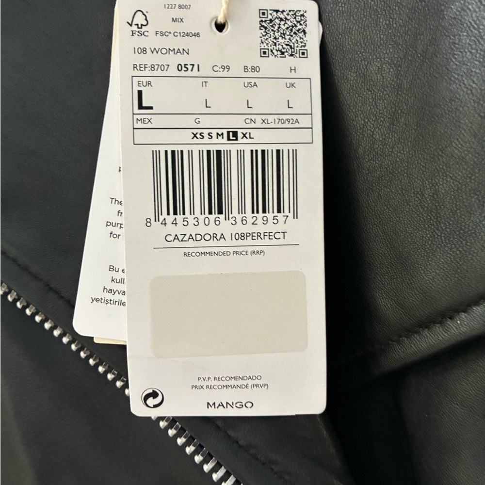 Mango Black Leather Biker Jacket - Picture 2 of 5